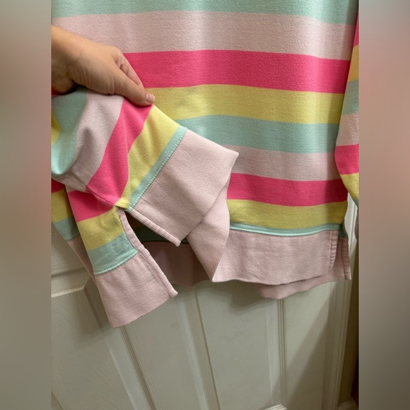 Cabana Crown and Ivy Neon Pastel Striped Crewneck Pullover Oversized Sweater M - Picture 5 of 6